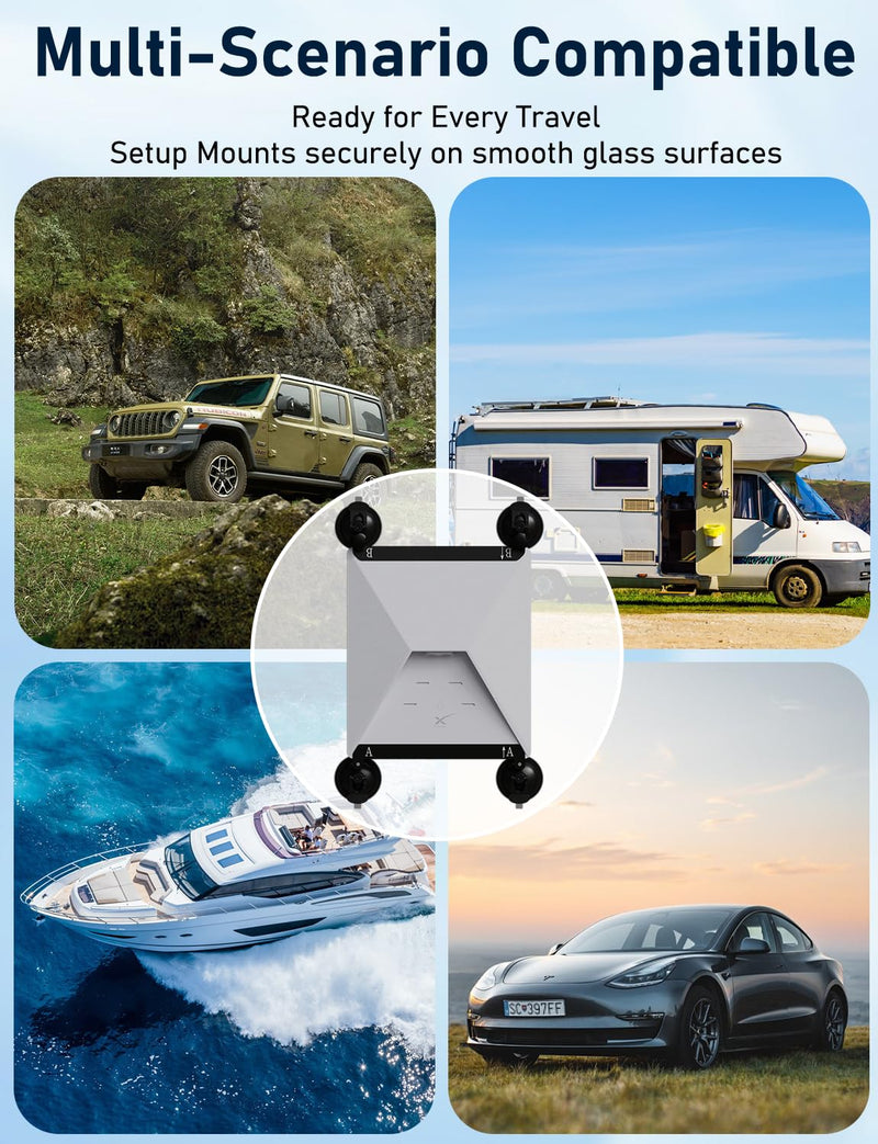 Starlink Mini Suction Cup Mount | for Car Sunroof Window|Strong Grip|No Tool Install|2 Spare Suction Cups|All-Weather Stability for RVs, Trucks, Boats& Camping Black