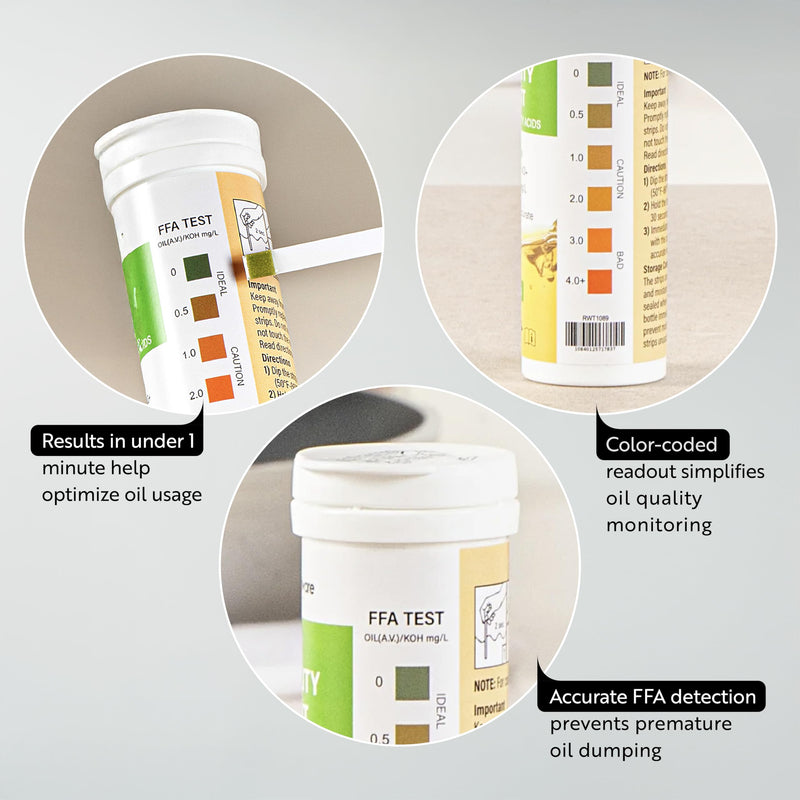 Restaurantware 3.8 x 1.3 Inch Restaurant Test Strips 100 Low Range Food Service Test Strips - Food Grade Easy To Use Paper Fryer Oil Test Kit FFA Concentration Ratings Quick Results