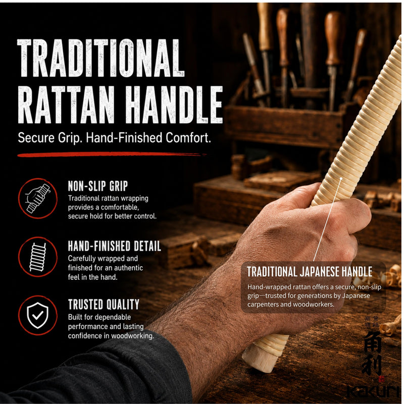 KAKURI Japanese Pull Saw 9.5" for Woodworking - Ryoba Double Edge Hand Saw with Blade Cover, Cane-Wrapped Handle, Tool-Free Blade Replacement - Made in Japan Japanese Pull Saw 9-1/2"