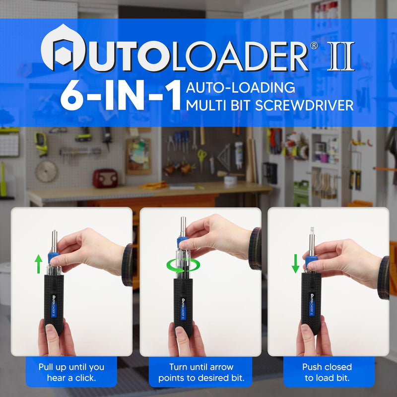 Screwdriver Multi Tool Magnetic | Multi-Bit Auto Loading Barrel Patented | Ergonomic Anti-Roll Handle With Rotating Collar | Industrial High-Grade Bits | Award Winning Design