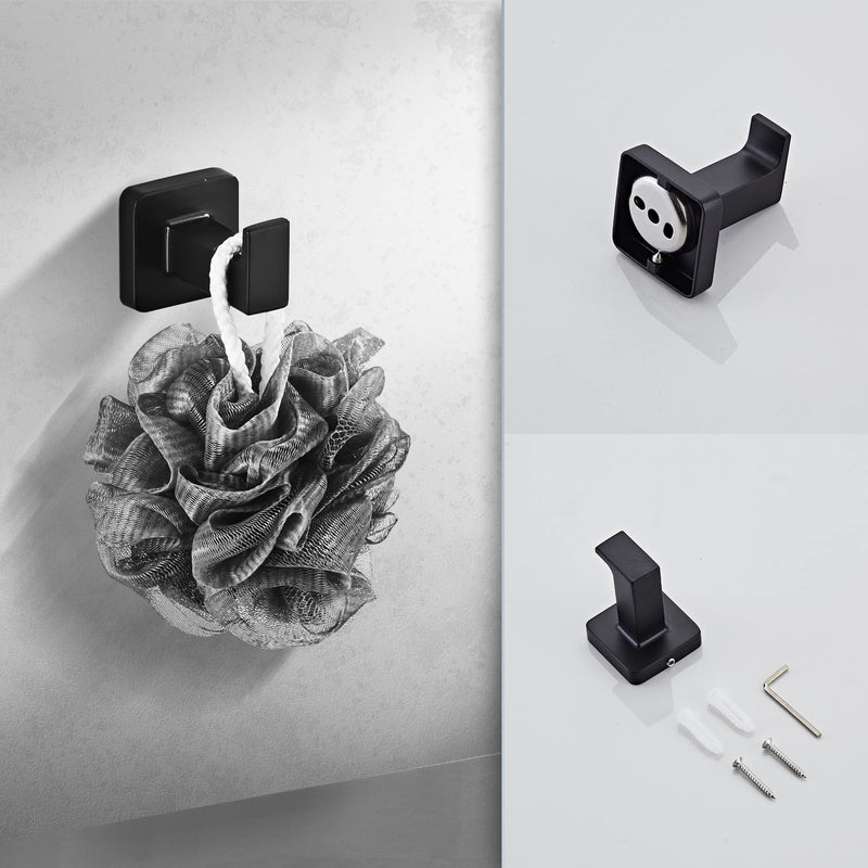 Matte Black Bathroom Hardware Set 4 Pieces,Bathroom Accessories Set Stainless Steel Wall Mounted, Hand Towel Bar, Towel Ring, Robe Towel Hooks,Toilet Paper Holder,Towel Bar Set, 23.6 Inch Matte Black 23.6Inch