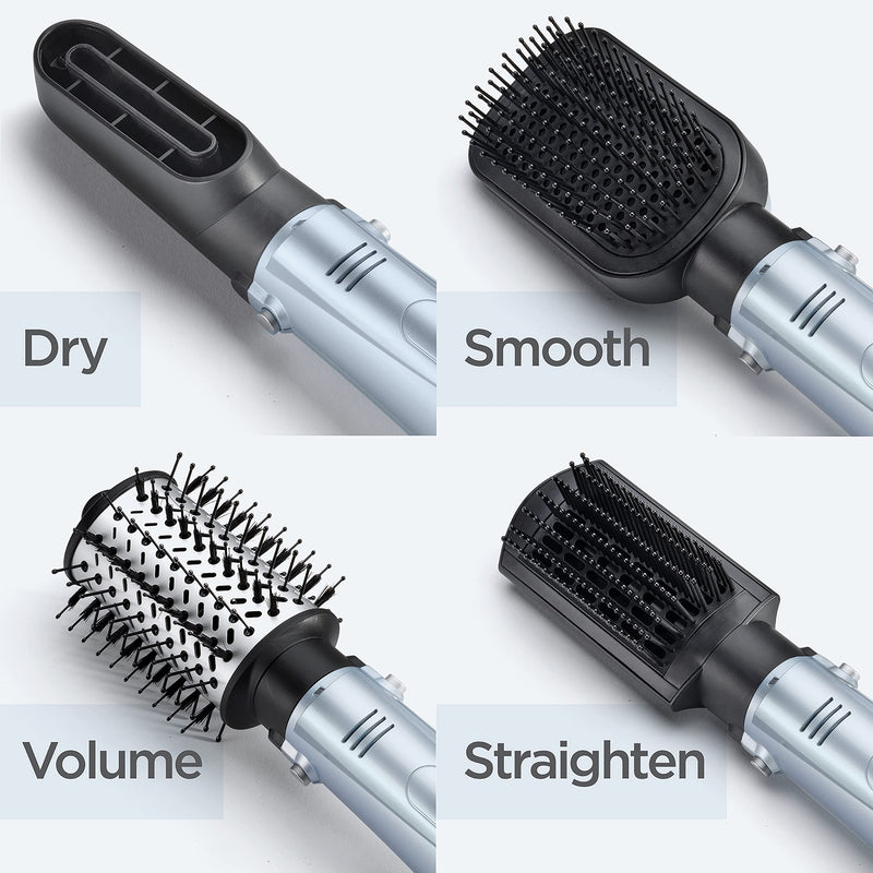 BaByliss Hydro-Fusion 4-in-1 Hair Dryer Brush - 1000W Anti-Frizz Air Styler, Dry, Smooth, Volume, Straighten in One Step, Blue, 2774U Single