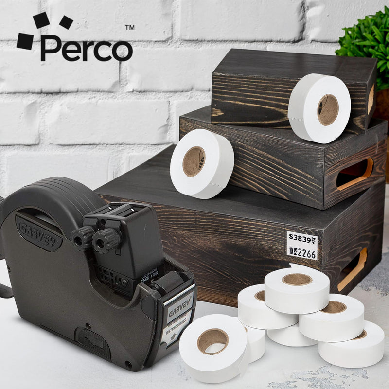  [AUSTRALIA] - Perco White Garvey 2216 Pricing Labels for Garvey 22-66/22-77/22-88 Two Line Pricing Gun - 9 Rolls, 1 Sleeve - 9,000 Pricemarking Labels and 1 Inker Included 1 Sleeve (9,000 Labels)