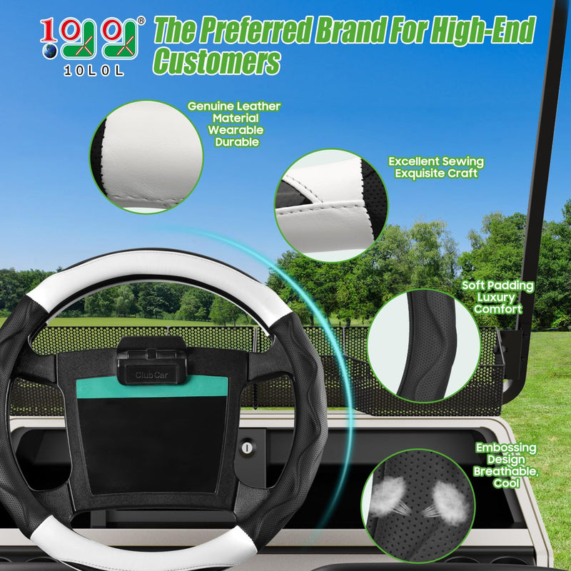 10L0L Golf Cart Steering Wheel Cover for Yamaha, Club Car DS & Precedent, 14 Inch Black Gray