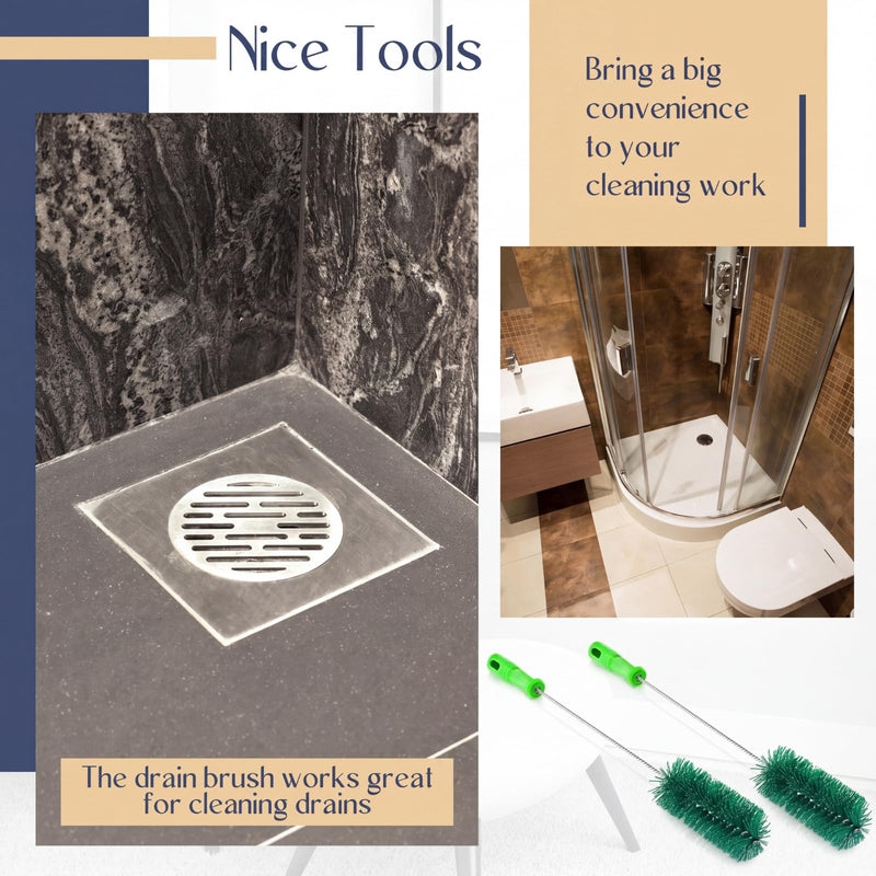 Baderke 2 Pieces Drain Brush Pipe Cleaning Tube Brushes 19.7 Inch Plastic Shower Pipe Flexible Cleaning Tool (Green,19.7 x 2.4 Inch) Green 19.7 x 2.4 Inch