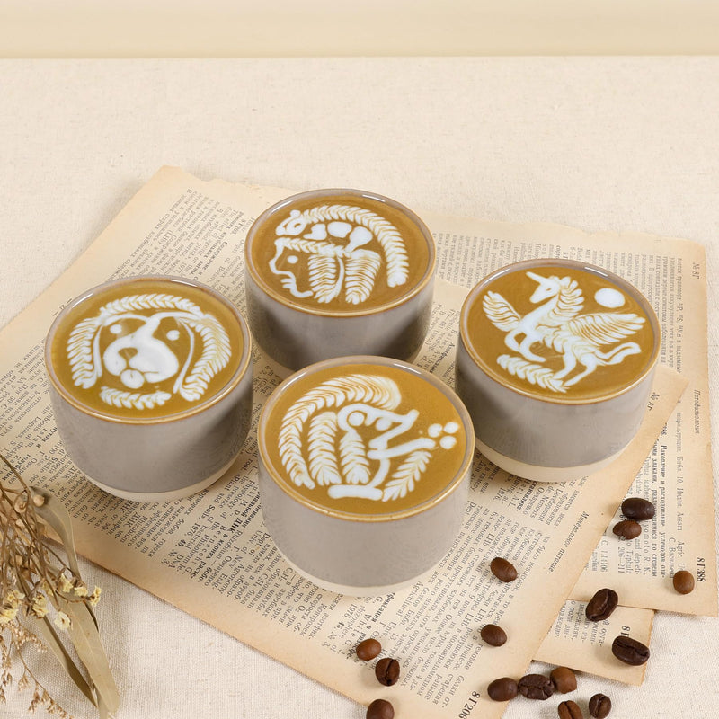 Ceramic Espresso Cups Set of 4, 5oz Espresso Coffee Mugs, Special Glazed Demitasse Cups Expresso Coffee Cup for Espresso Machine