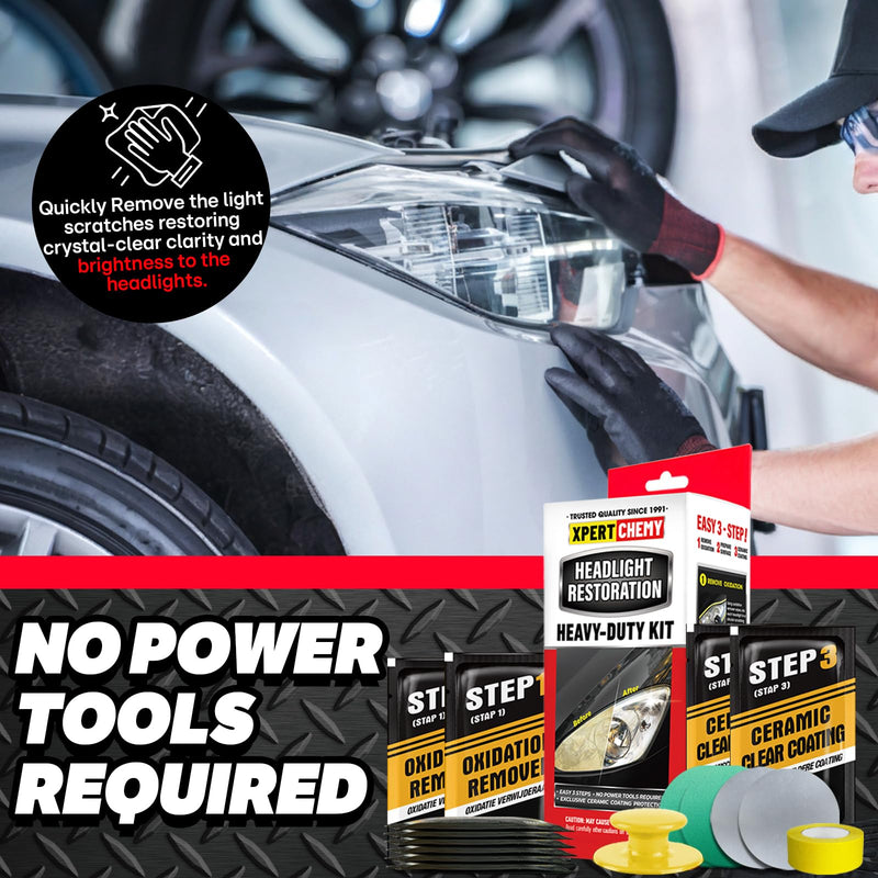 Headlight Restoration Kit-Headlight Cleaner Removing The Heavy-Duty Yellowing, Clouding and Stains, Even Buffs Out Unsightly Hairline Scratches,No Power Tools Needed