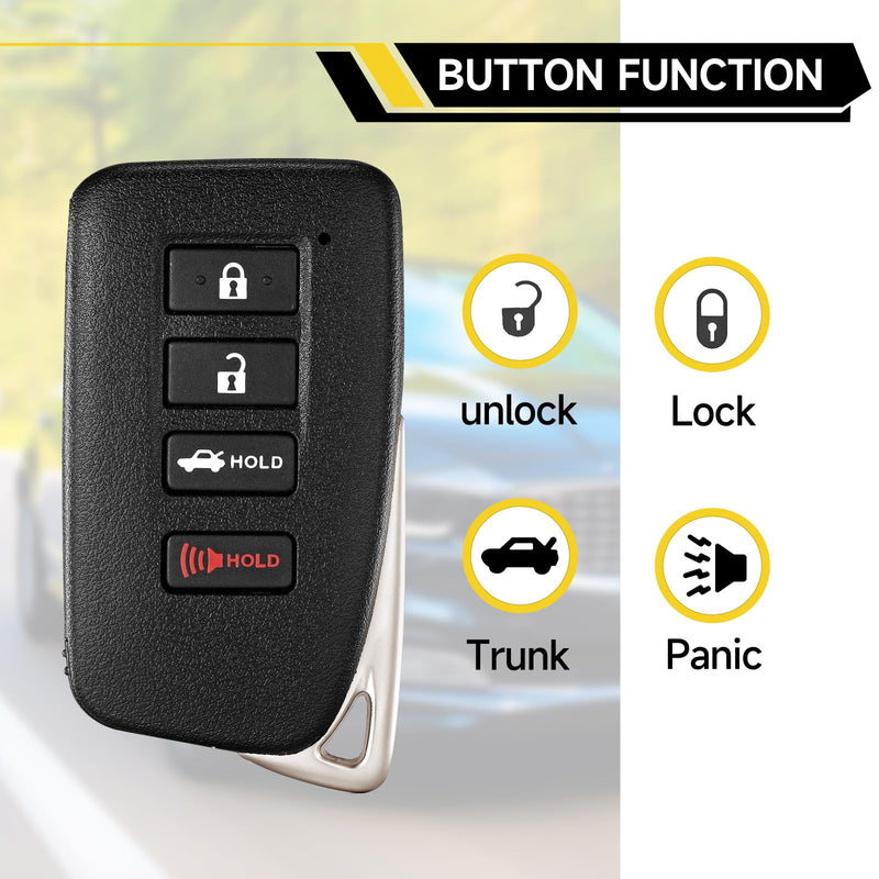 Smart Key Fob Replacement Fits for Lexus IS200 2017 IS200T RC200t 16-17 IS250 14-16 IS300 17-20 IS350 14-20 RC300 16-20 RC350 15-20 ES300h 13-18 Car Keyless Entry Remote HYQ14FBA 281451-2020 315MHz