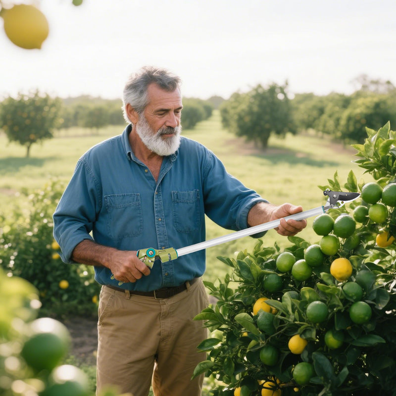 GARTOL Cut & Hold Long Reach Pole Pruner, 32 Inch Lightweight Tree Trimmer Long handle Pruner, Cuts up to 1/2 Inch, One-Hand Garden Pruning Shears for Branches Trimming, Fruit Picking
