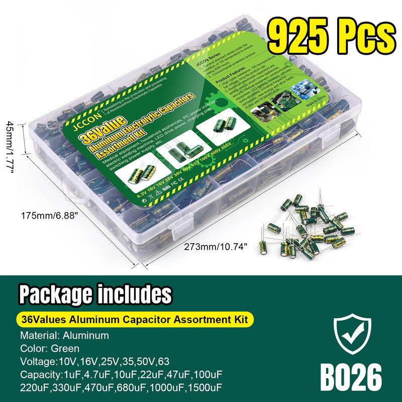 925Pcs 36Values Aluminum Electrolytic Capacitor Assortment Kit Lowesr Capacitors Assorted Kits 1uF 4.7uF 10uF 22uF 47uF 100uF 220uF 330uF 470uF 680uF 1000uF 925Pcs/Box