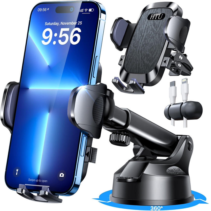 【Upgraded Strongest Suction & Pro Military-Grade Certs 】Ultimate Car Phone Mount【360°Rotatable Suction】Cell Phone Holders Truck Stand for Dashboard Windshield Vent for iPhone 17 Pro Max Samsung,Black Black
