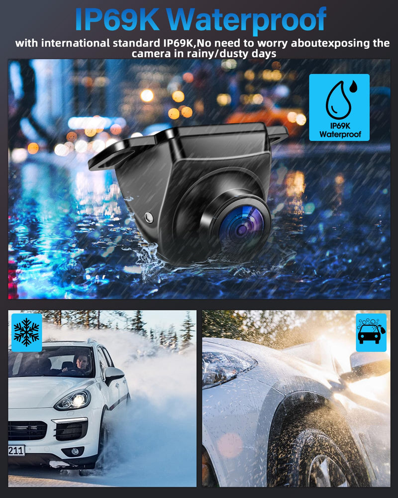AHD 1080P Backup Camera 360°Rotatable Back up Camera for Cars Reverse Camera for Truck Super Night Vision IP69K Waterproof Rear/Front/Side View Camera w 170° Wide Angle Reverse Line, No Drilling