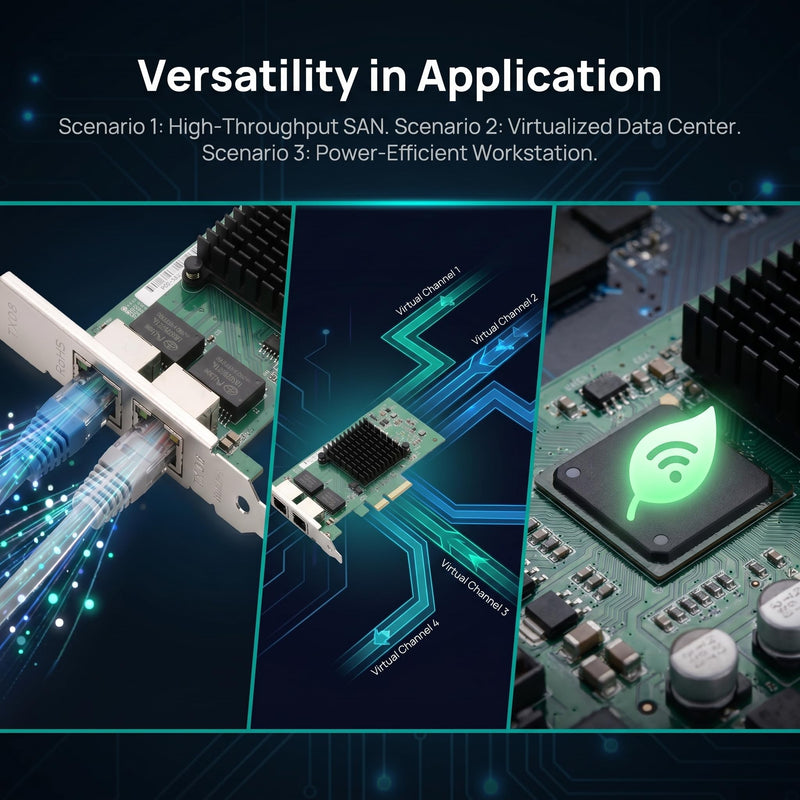 Dual Gigabit NIC with Intel I350 Chip, 1Gb Network Card Compare to Intel I350-T2 NIC, 2 Ports RJ45 Ports, PCI Express 2.1 X4, Ethernet Card with Low Profile for Windows/Windows Server/Linux