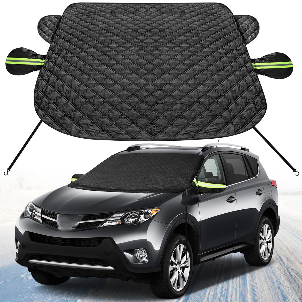 XHRING Car Windshield Snow Cover for Ice and Snow SUV Magnetic Anti-Snow Cover Winter Frost Shield with Side Mirror Covers Compatible with Subaru Crosstrek Forester Mazda CX5 CX-5 CX30 HRV Small SUVs