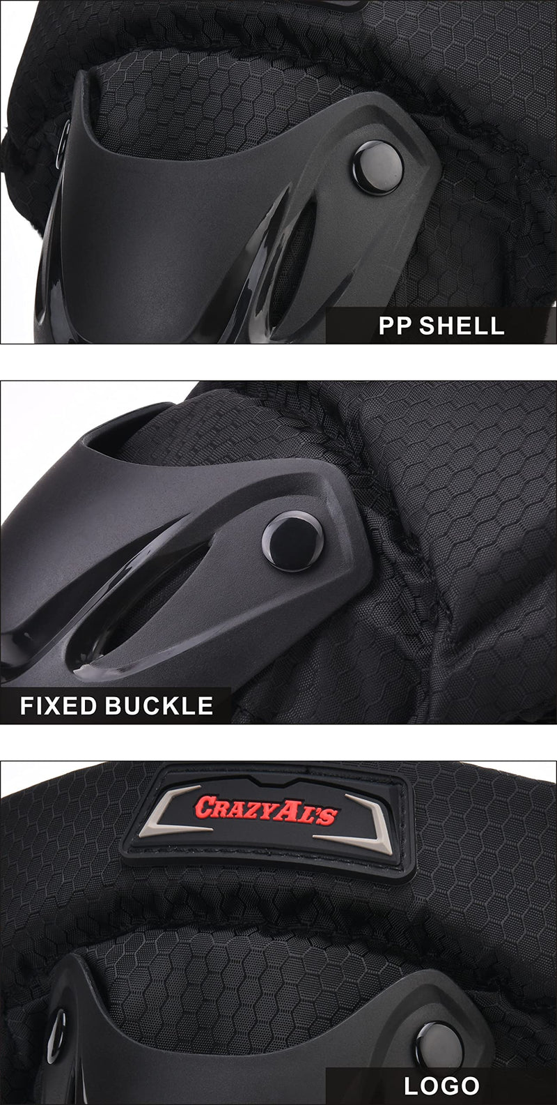 CRAZY AL'S® CAK Motorcycle Motocross Racing Knee Guards Pads Braces Protective Gear Black