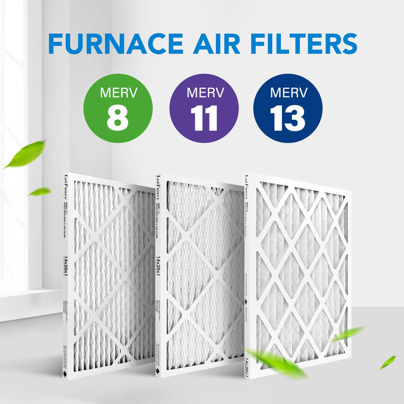 LotFancy 14x20x1 Air Filter MERV 8 6-Pack, Actual Size: 13.75"x19.75"x0.75",Pleated Furnace & AC Filter Replacement, Captures Dust, Pet Hair, Pollen MERV 8 6pcs