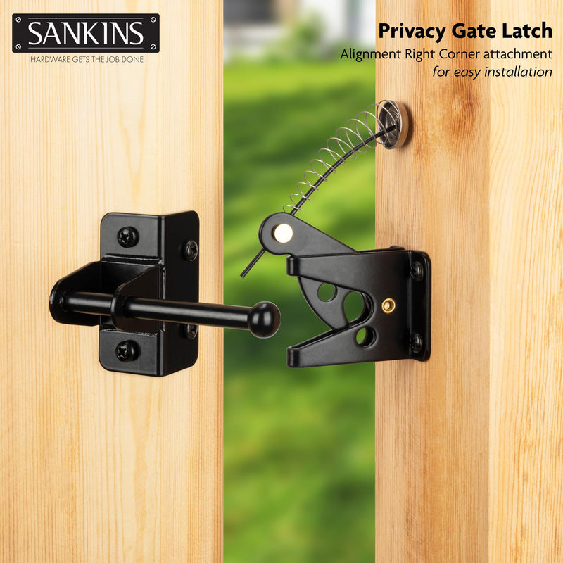 Self-Locking Gate Latch with Spring Cable Pull for Wooden Fence Gate Heavy Duty, Post Mount Automatic Gravity Lever Gate Fence Door Latches for Wooden Fence Secure Pool Garden Shed, 2PCS 2 Upgrade