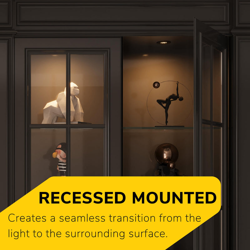 GETINLIGHT 2.5" Wide 3000K Dimmable LED Puck Lights Kit, Plug-in Installation with Recessed or Surface Mounted, Bronze Finish Over Metal Construction, Set of 3, IN-0113-3-BZ Matte Bronze 3-Puck Kit