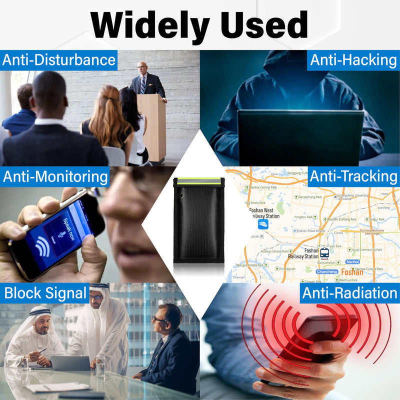 2Pcs Faraday Bags for Phones, Anti-Tracking Faraday Pouch | Faraday Phone Case with Reflective Strip, Blocks 5G, WiFi, GPS, RFID & Bluetooth