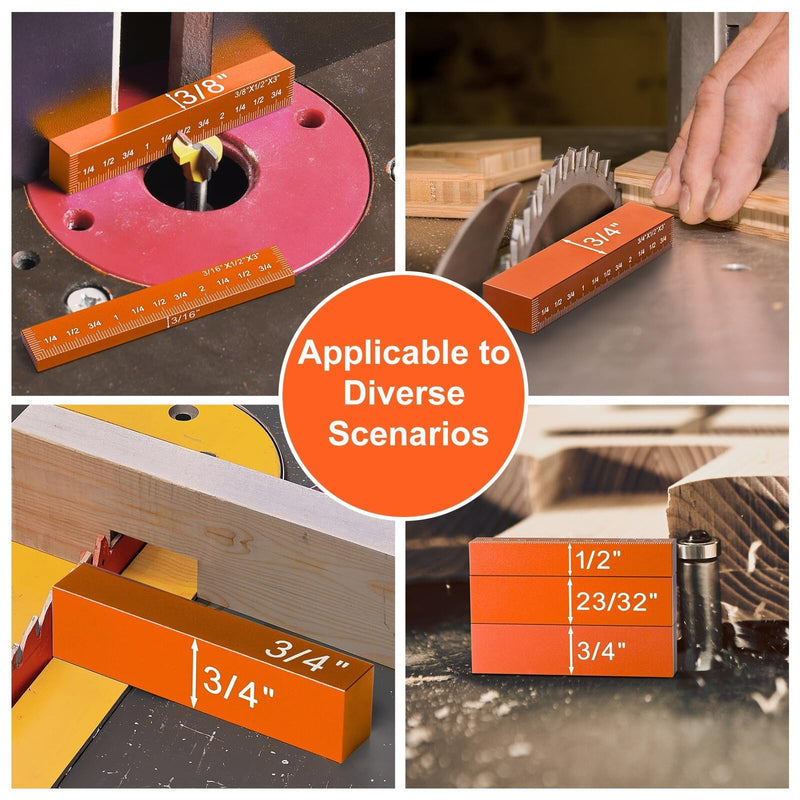 Setup Blocks-15 Pcs Aluminum Precision Height Gauge Set for Router and Table Saw Woodworking Set Up Accessories,Orange Inch Orange