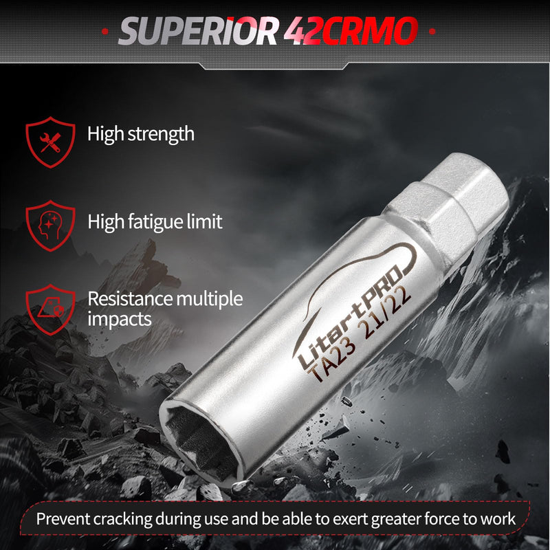 42CRMO 10 Spline Lug Nut Key Replacement for TA20-17/19, TA20-19/21 and TA23-21/22, Compatible with Bimecc 10-Spline Lug Nut and Lug Bolts,Thickened Sleeve Outer Wall Size 3PC 3