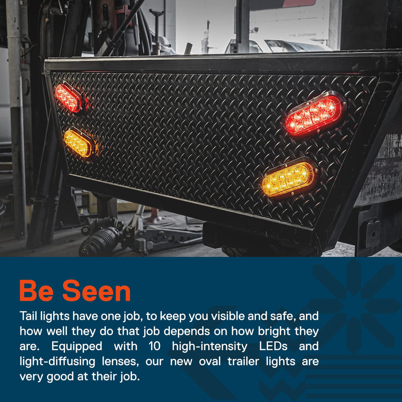 TRUE MODS 2pc 6 inch Red Oval LED Trailer Tail Light Kit [DOT FMVSS 108] [SAE S2T2I6] [Surface-Mount] [IP67 Waterproof] [Stop Turn Tail] Trailer Brake Lights for Boat Trailer RV Trucks 2 Pack