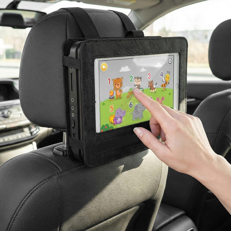 Car DVD Player Headrest Mount Holder, Portable Auto Video Player Headrest Holder with Adjustable Straps, Vehicle Backseat Mount for 9" to 10" Swivel & Flip DVD Players