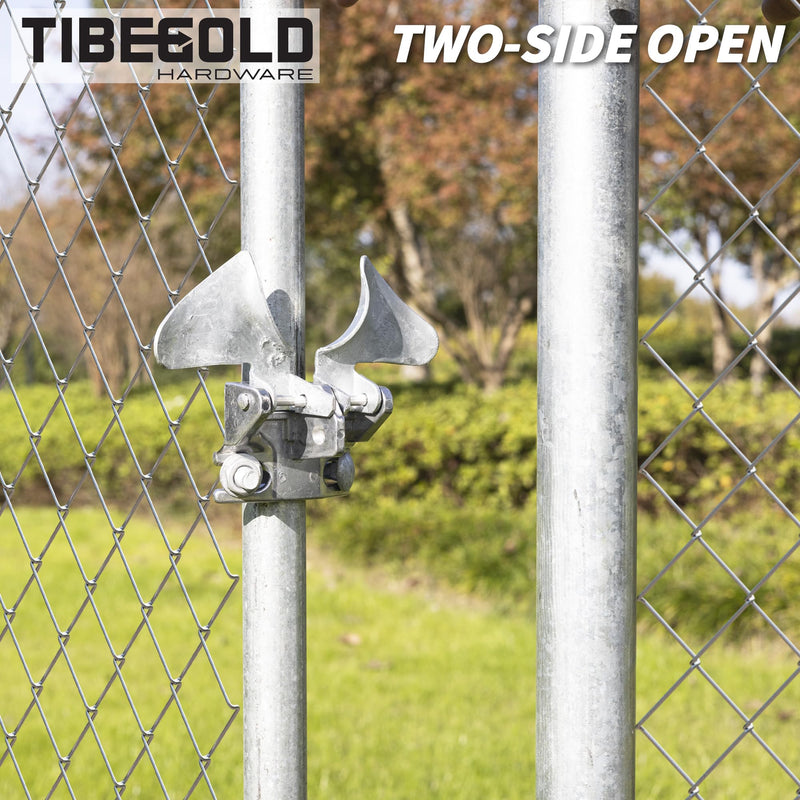 Chain Link Fence Butterfly Gate Latch, Galvanized 2 Way Lockable Gate Latch for 1-3/8" Gate Frame and 2-3/8" Gate Post, Fence Gate Latch with Padlock Hole, Silver, 2 Pack