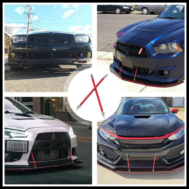 2PCS 8"-11" Adjustable Front Bumper Lip Splitter Diffuser Strut Rod Universal Bumper Lip Support Rods Compatible with Most Car Vehicles (Red) Red 8”-11”