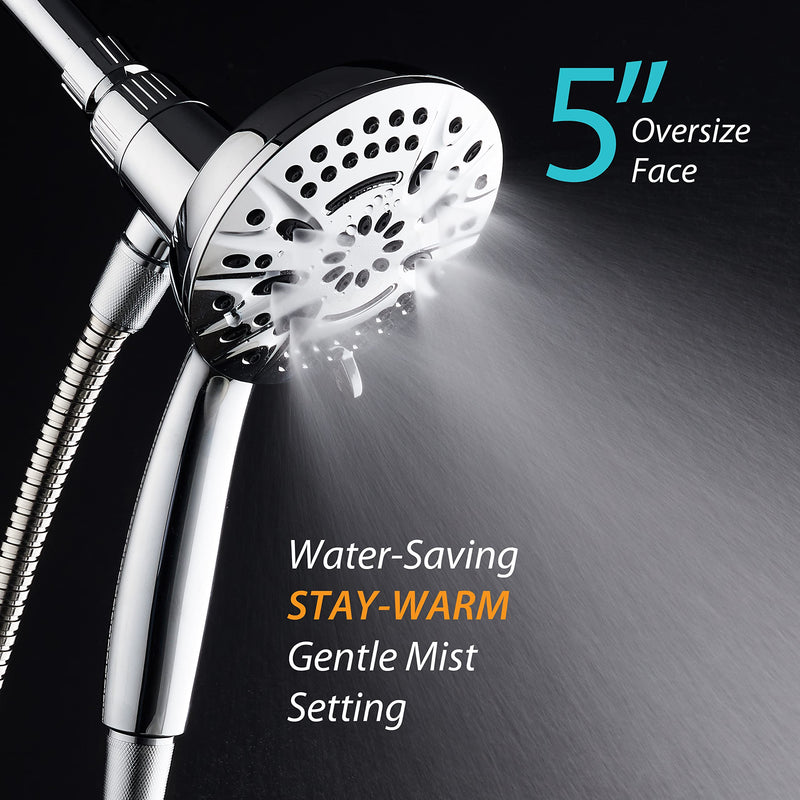 AquaDance New Magnetic Guidance Docking System - High-Pressure 8-setting Handheld Shower Head with Giant 5 inch Face, Magnetic Bracket, Extra-long 72 inch Stainless Steel Hose/All Chrome Finish All Chrome
