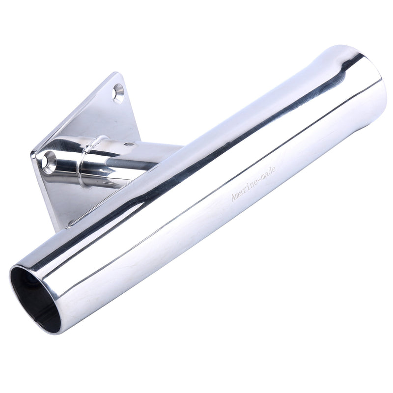 Amarine Made Stainless Steel Rod Holder, Tournament Style Single Rod Holder, Transom Mounted , Wall Mounted - 20 Degree