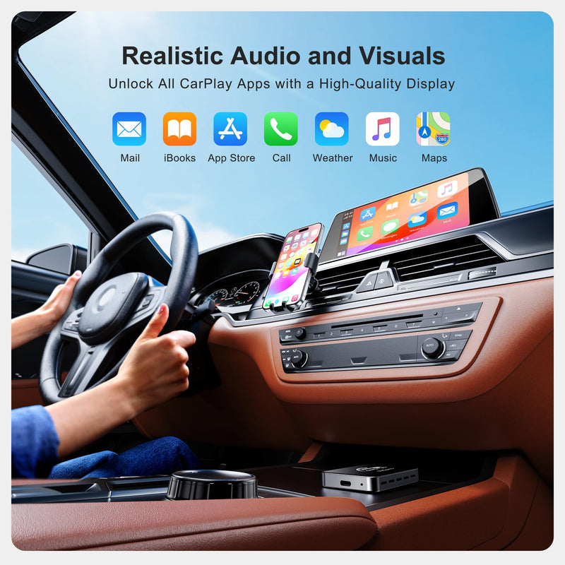 AI Box CarPlay, 3-in-1 Wireless CarPlay Adapter Android Auto OEM Wired Cars | Built-in Netflix/YouTube for Streaming, 5.8GHz WiFi, Convert Wired to Wireless, Plug & Play （4GB RAM+32GB ROM）