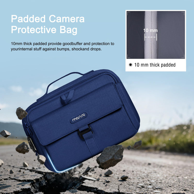 MOSISO Camera Shoulder Bag Camera Case Crossbody Sling Purse, Navy Blue | DSLR/SLR/Mirrorless Compact Padded Photography Handbag with Rain Cover Compatible with Canon/Nikon/Sony Cameras and Lenses