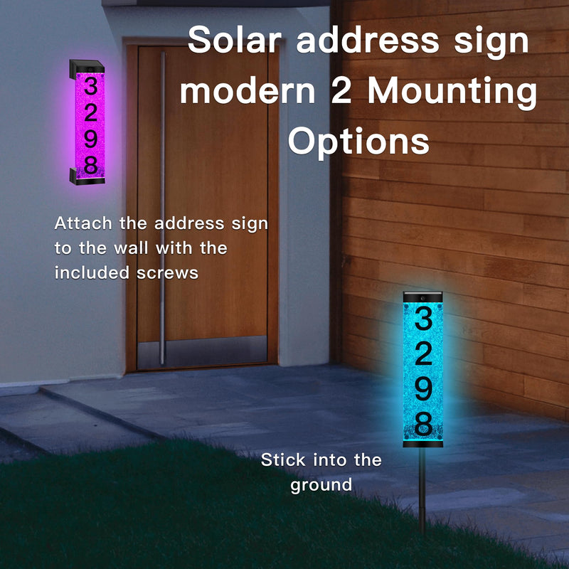 Solar Address Numbers for House, Waterproof LED House Numbers for Outside Modern, Illuminated Solar Address Signs with Remote Control for Streets, Family Yards and Homes multicolor 1 PCS