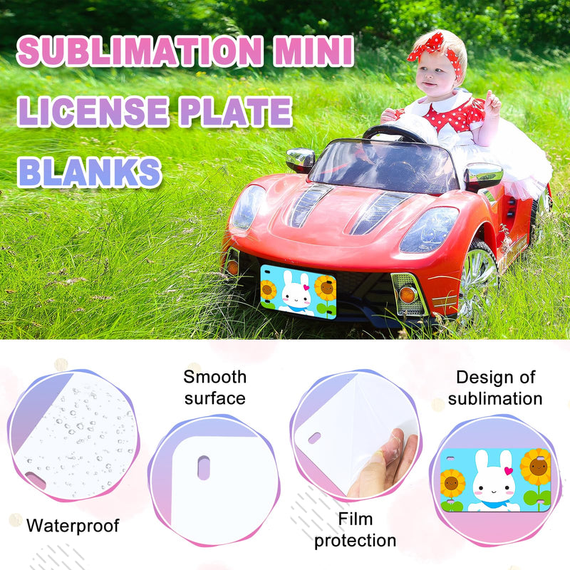 6"x3"10 Pcs Sublimation License Plate Blanks, Metal Aluminum Mini Heat Thermal Transfer Sheet DIY Picture, Custom License Plate Tag for Kids Toy Car, Bike (White) 6x3inch