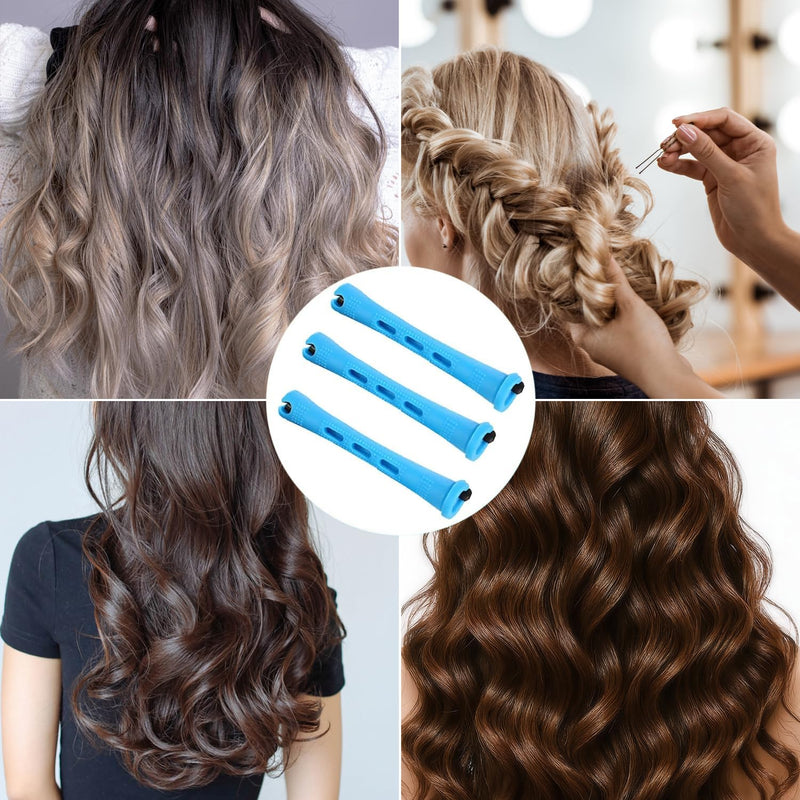 24 Pcs Perm Rods for Short Hair Perming Kit 0.35/0.27 Inch Perming Rods Perm Kit Perm Rollers Perm Curlers Hair Rollers with Steel Tail Comb for Long Short Hair Hairdressing Styling Tool Blue Yellow