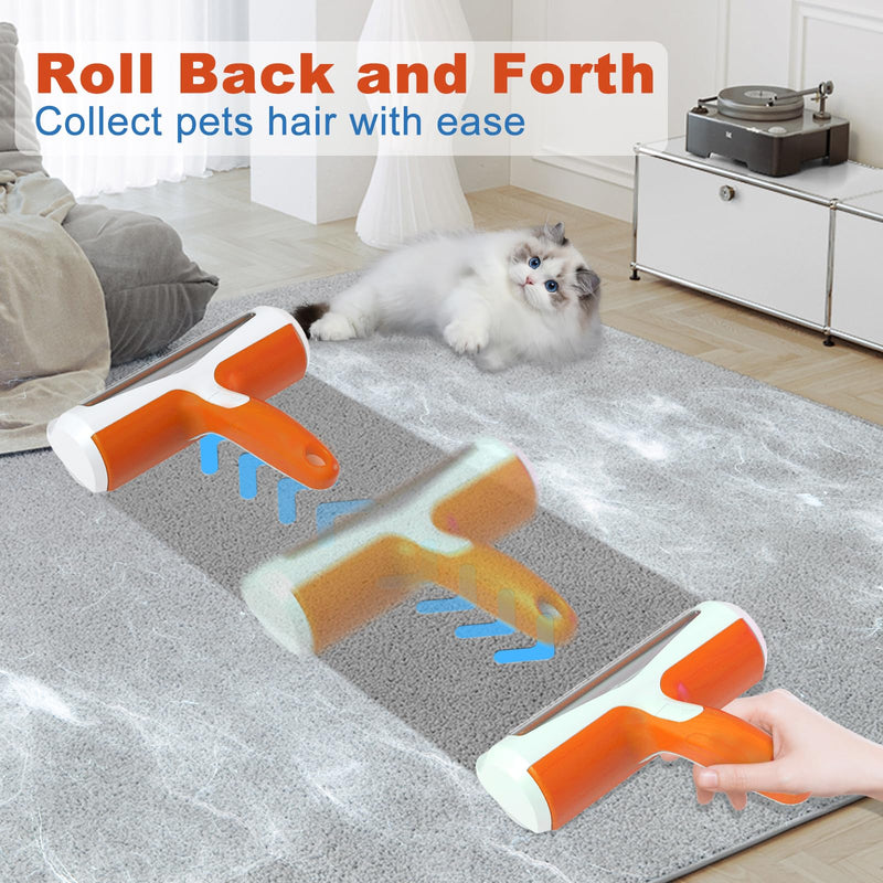 ACE2ACE Pet Hair Remover Rollers,Lint Roller for Pet Hair | Pet Hair Remover Brush for Cats and Dogs, Hair Removal for Carpets, Clothes and Sofa Orange
