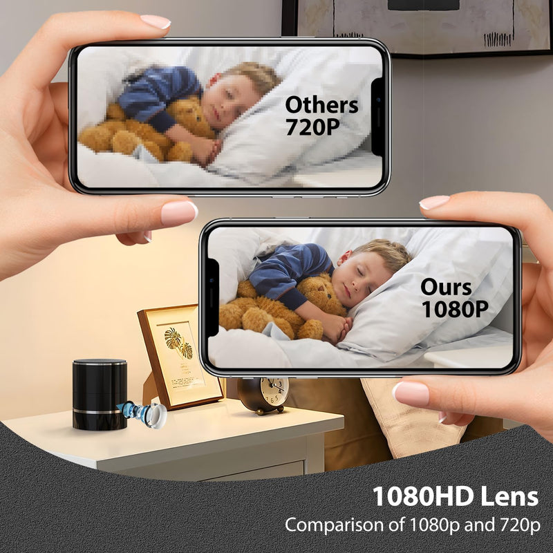 Speaker Camera - Indoor Security Camera - Full HD 1080P WiFi PTZ 180° Rotate Right/Left Motion Detection Mini Nanny Cam