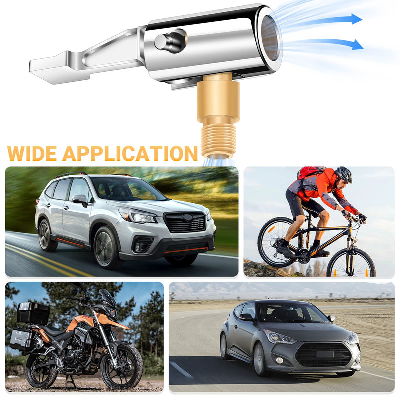 All Metal Lock On Air Chuck Tire Inflator Hose Adapter, Locking Tire Air Chuck with Standard Tire Valve Thread, No Air Leakage Tire Inflating Hose End for Portable Tire Pump/Air Compressor Golden Thread