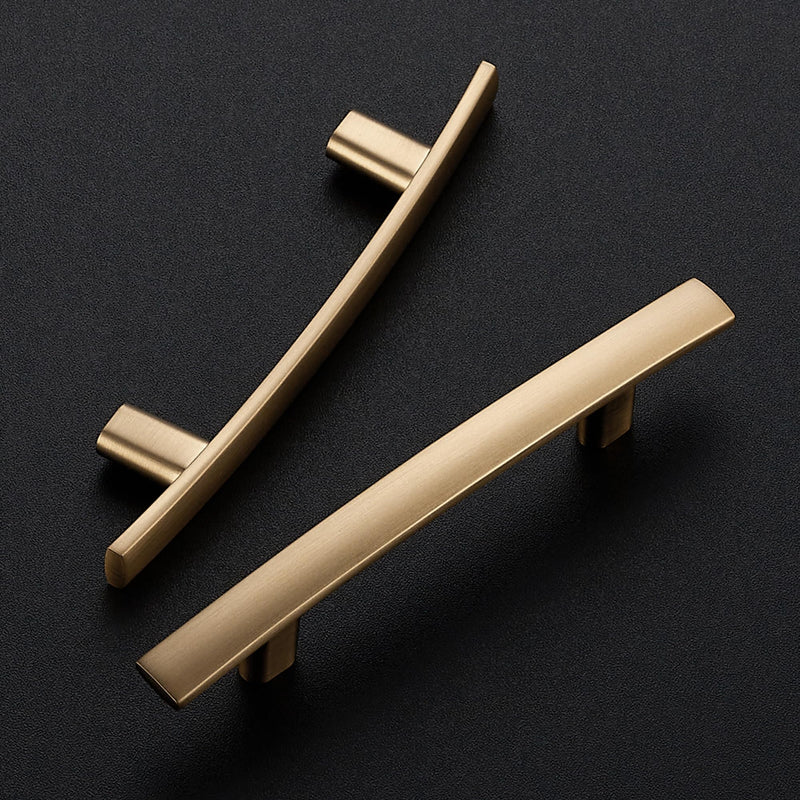 Ravinte 10 Pack Solid 3 Inch Hole Center Cruved Bar Cabinet Handles 5-3/16” Length Kitchen Cabinet Pulls Black Drawer Pulls Kitchen Hardware Champagne Bronze Dresser Pulls for Cupboard