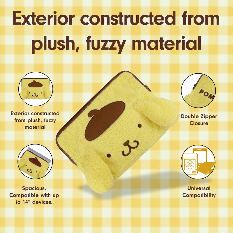 Sonix x Sanrio Plush Tech Sleeve | 14 inch Fuzzy Laptop and Tablet Carrying Case Cover, Protective Travel Bag | Yellow - 13" - 14" | Pompompurin