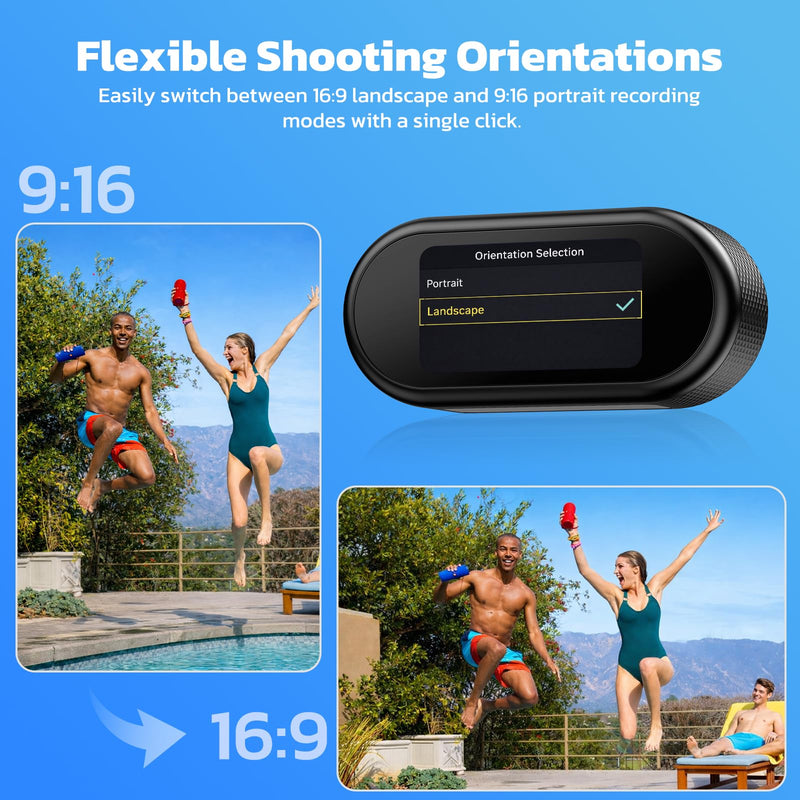 4K Mini Body Camera with 64GB Card, Thumb Action Camera Magnetic Mount 1.47" Screen, Wearable POV Camera for TikTok YouTube Vlogging Motorcycle Security Black