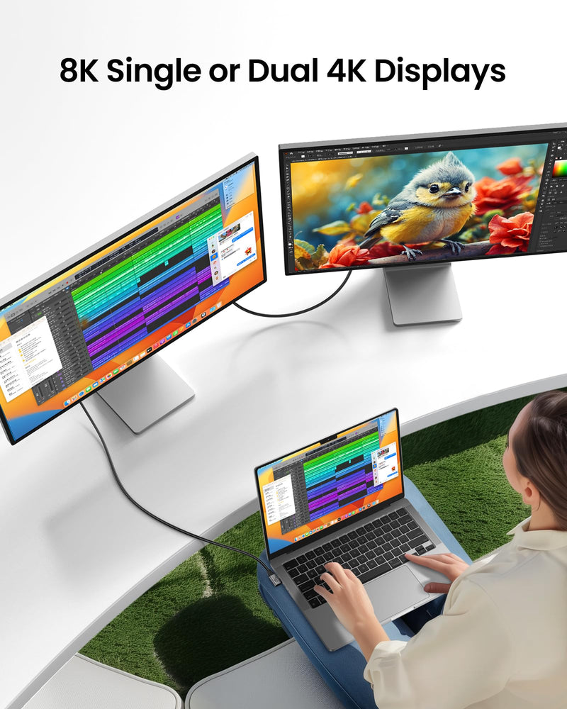 Silkland Right Angle USB 4 Cable 40Gbps for Thunderbolt 4/3, 240W, 4FT | 8K@60Hz, Data Transfer, for MacBook Pro/Air, iPhone 17/16, iPad, Mac mini, SSD, Dock, Hubs 4 Feet