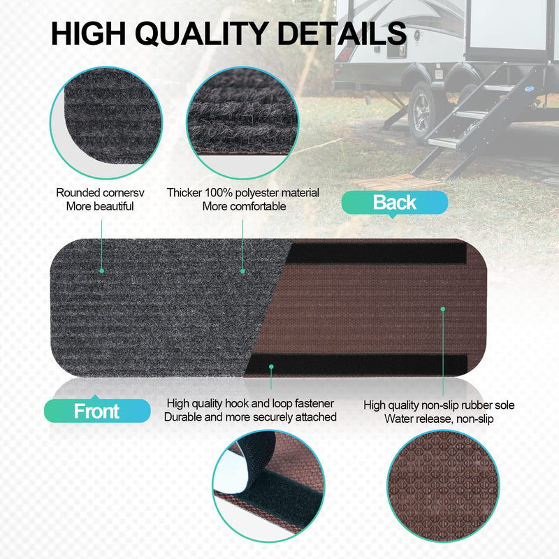 RV Step Covers 4 Pack RV Step Rug, RV Stair Covers Carpets for Mobile Home, Camper, 24 inch Wide (24”*7.5”, Black) 4 Pack 24 x 7.5 inch