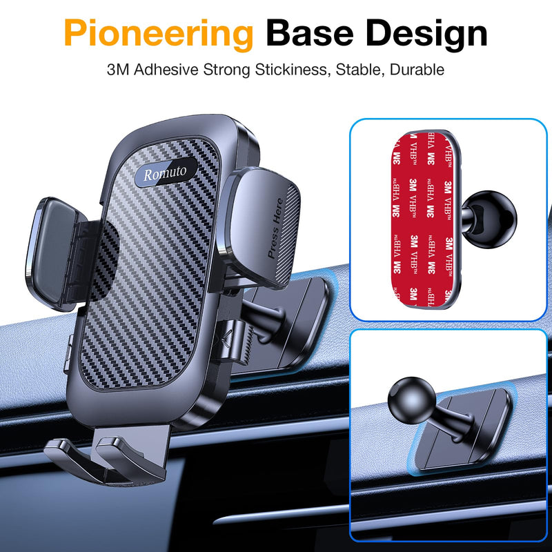 Romuto Phone Holders for Your Car Phone Holder Mount【Super Suction】Cell Phone Holder for Car Accessories for Women Men【360° Adjustable】Suction Phone Mount for Car, Window, Bathroom for iPhone Samsung Dark Black