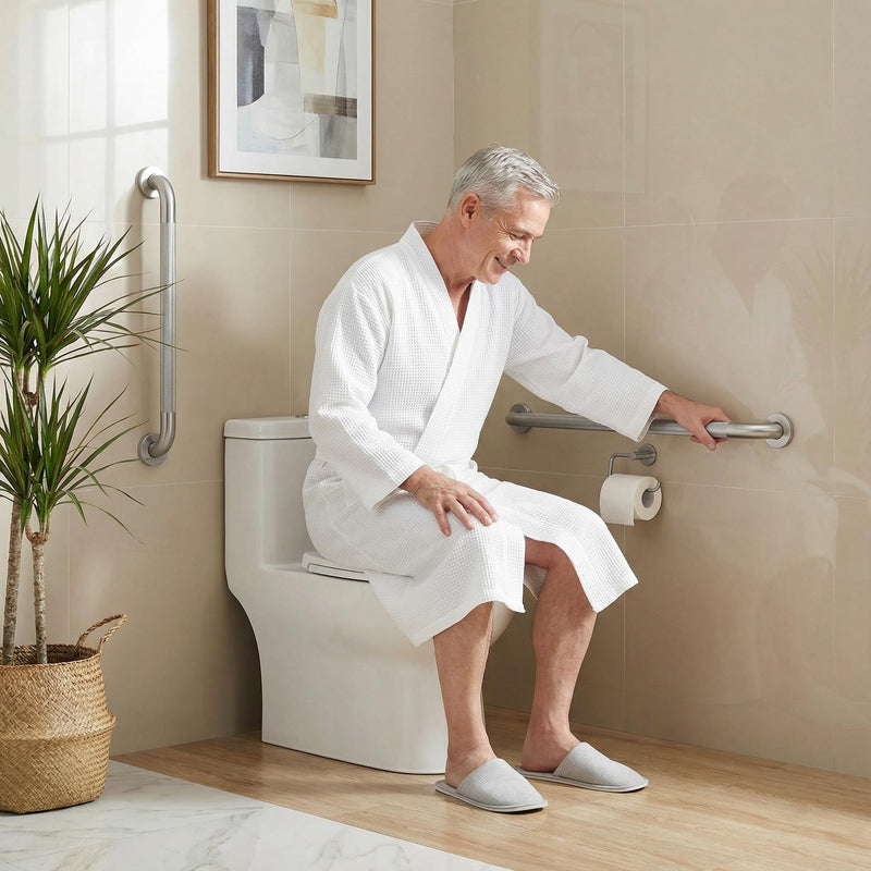 24 Inch Safety Grab Bars for Bathroom,1.25'' Heavy Duty Stainless Steel Brushed Nickel Shower Handles for Elderly, Non Slip Knurled Grip Handrail for Tub, Toilet, Fall Prevention & Handicap Assistance 1-1/4'' Diameter 24 Inch