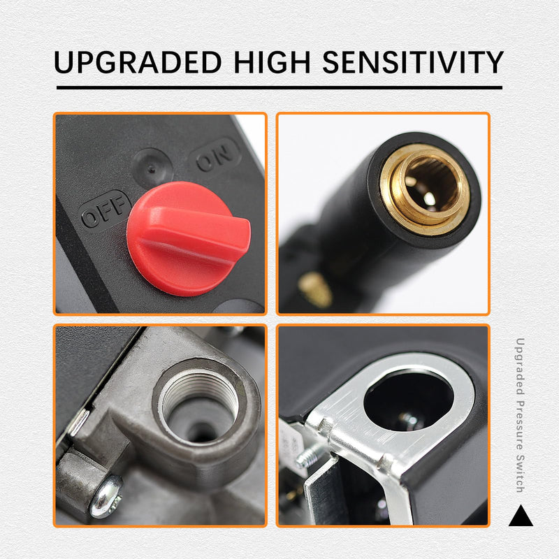 Upgraded Pressure Switch Compatible with Condor MDR 11/11 EA, 26 AMPS 120/240 Volts 120-155 PSI