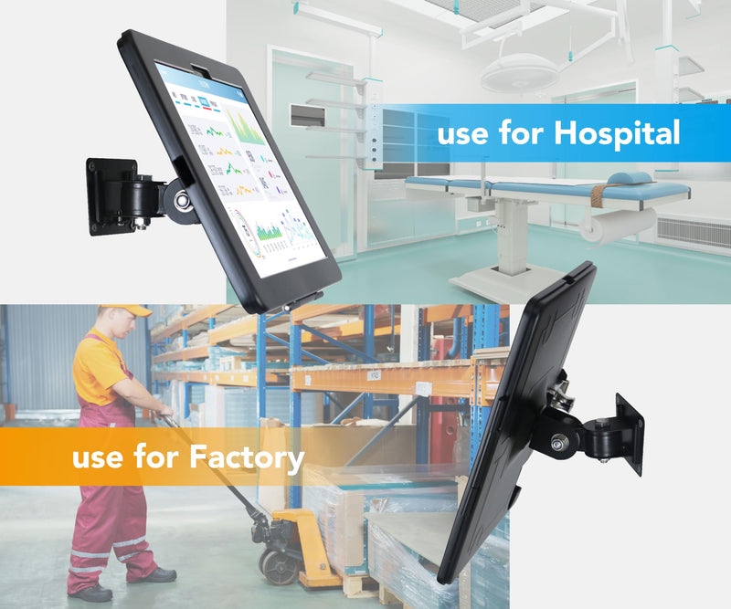 On Wall Mount Bracket for iPad Air 11-inch M3 2025 & M2 2024,(iPad Air 7th/6th Generation),Excluding Other 11",with Lock &Key,Multi Angle Design,Metal,(Black)