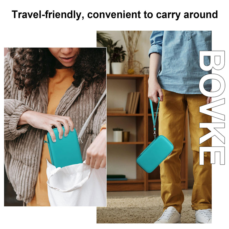 BOVKE Carrying Case for Polaroid Hi-Print 2nd Generation Bluetooth Connected 2x3 Pocket Photo Dye-Sub Printer, Mesh Pocket for Polaroid Hi-Print Paper - 2x3 Paper Cartridges and Cables, Turquoise