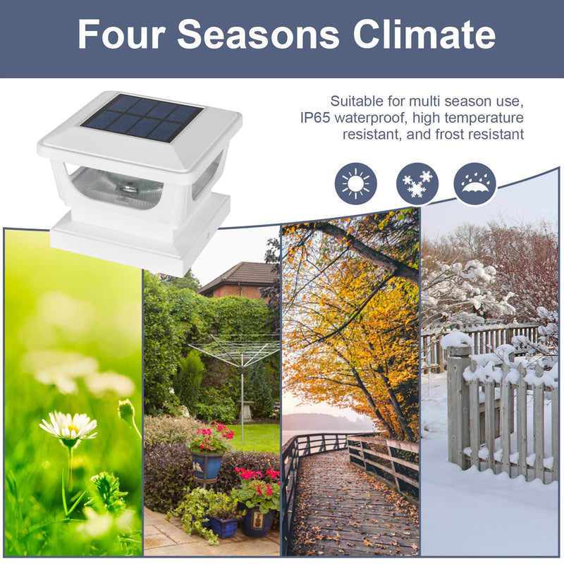 FVTLED Solar Post Cap Lights Outdoor, Fence Post Solar Lights for 3x3, 4x4 Posts Patio Fence Deck Garden Decor, IP65 Waterproof High Brightness Cool White 6500K LED Lighting (2 Pack, White) 2 Pack